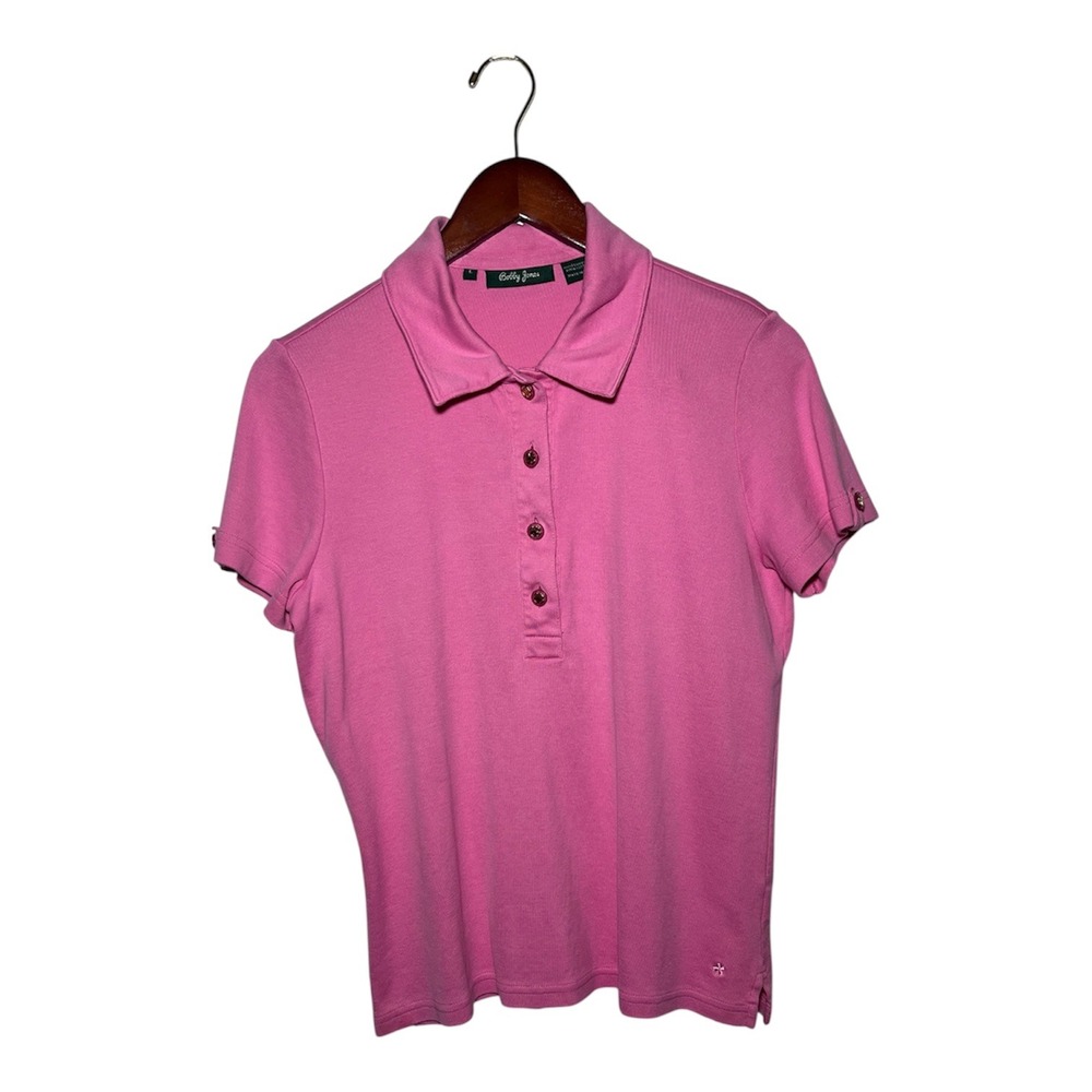 Bobby Jones Old Money Pink Pima Cotton Clover Button Polo Shirt Size L
